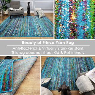 Area Rugs,Aiza Modern Lines Blue 5'3" x 7'3" Bohemian Area Rug,MUSALLA® Masjid Mosque Carpets Prayer Runner Rugs