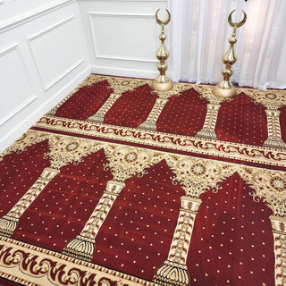 AQSA Royal Maroon™ Arch Masjid Carpet: Majestic Design for Sacred Spaces