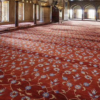 ISTANBUL BLUE MOSQUE ScarletGarden™ Masjid Carpet: Floral Beauty for Sacred Spaces