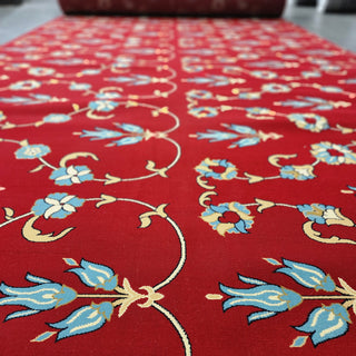 ISTANBUL BLUE MOSQUE ScarletGarden™ Masjid Carpet: Floral Beauty for Sacred Spaces