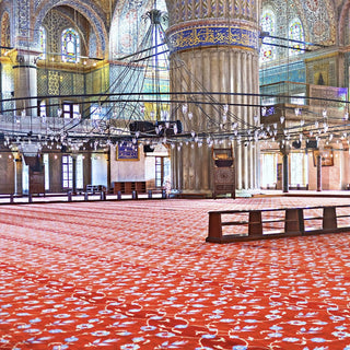 ISTANBUL BLUE MOSQUE ScarletGarden™ Masjid Carpet: Floral Beauty for Sacred Spaces