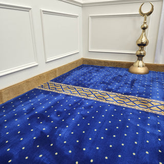 KHALID SacredSplendor™ Navy Masjid Carpet: Elevate Your Worship Experience