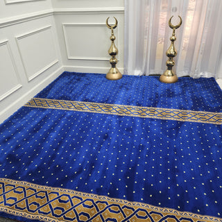 KHALID SacredSplendor™ Navy Masjid Carpet: Elevate Your Worship Experience