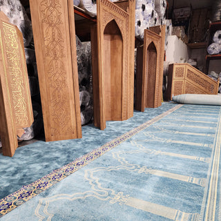 Runner Rugs,Lightweight Custom-Size Masjid Carpet Prayer Rug Runner: MUSALLA® Elif Blue,MUSALLA® Masjid Mosque Carpets Prayer Runner Rugs