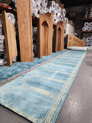 Runner Rugs,Lightweight Custom-Size Masjid Carpet Prayer Rug Runner: MUSALLA® Elif Blue,MUSALLA® Masjid Mosque Carpets Prayer Runner Rugs