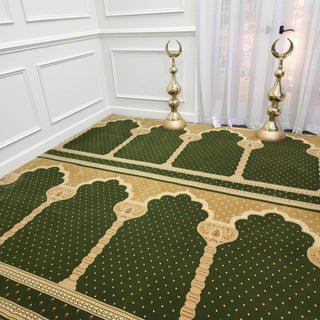 MADINA Green Haven™ Arch Masjid Carpet: Serene Simplicity for Sacred Spaces