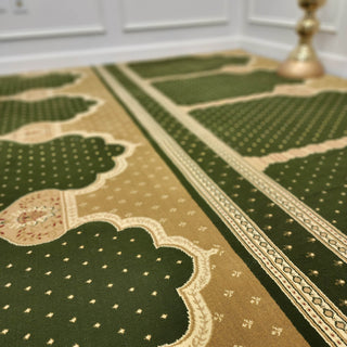 MADINA Green Haven™ Arch Masjid Carpet: Serene Simplicity for Sacred Spaces