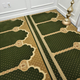 MADINA Green Haven™ Arch Masjid Carpet: Serene Simplicity for Sacred Spaces