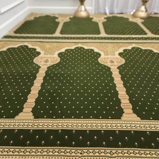 MADINA Green Haven™ Arch Masjid Carpet: Serene Simplicity for Sacred Spaces