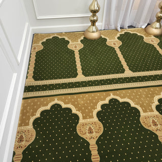 MADINA Green Haven™ Arch Masjid Carpet: Serene Simplicity for Sacred Spaces