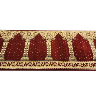 Musalla AQSA Red Arch Prayer Runner Rug - Custom Size for Sacred Spaces