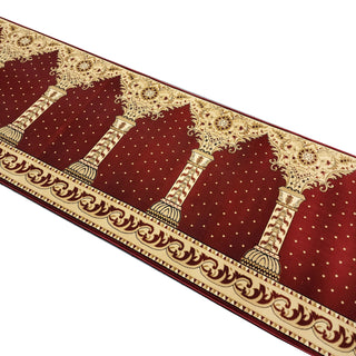 Musalla AQSA Red Arch Prayer Runner Rug - Custom Size for Sacred Spaces