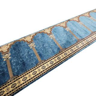 Musalla MAYSA Custom-Size Blue Prayer Runner Rug: Tailored for Your Sacred Space