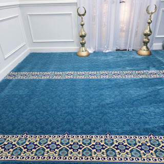 NOOR Divine Ease™ Sky Blue Mosque Carpet: Classic Elegance in Simple Design