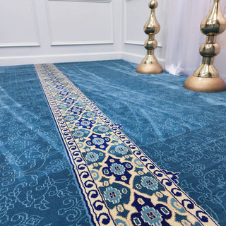 NOOR Divine Ease™ Sky Blue Mosque Carpet: Classic Elegance in Simple Design