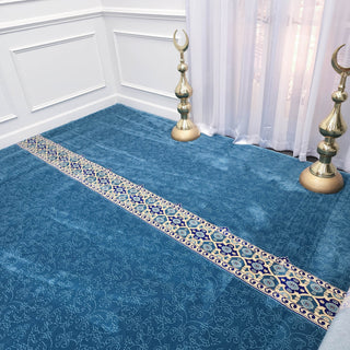 NOOR Divine Ease™ Sky Blue Mosque Carpet: Classic Elegance in Simple Design