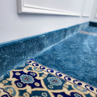 NOOR Divine Ease™ Sky Blue Mosque Carpet: Classic Elegance in Simple Design