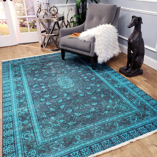 Area Rugs,Serica Museum Quality Area Rug Faux Silk Aegean Blue Medallion Distressed,MUSALLA® Masjid Mosque Carpets Prayer Runner Rugs