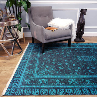 Area Rugs,Serica Museum Quality Area Rug Faux Silk Aegean Blue Medallion Distressed,MUSALLA® Masjid Mosque Carpets Prayer Runner Rugs