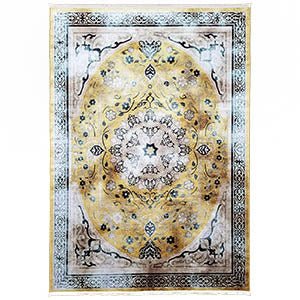 Area Rugs,Serica Museum Quality Faux Silk Yellow Medallion Distressed Area Rug,MUSALLA® Masjid Mosque Carpets Prayer Runner Rugs