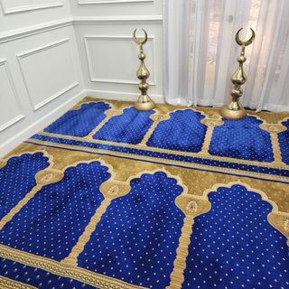 SULTAN Navy Splendor™ Arch Masjid Carpet: Timeless Elegance for Sacred Spaces