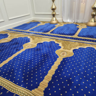 SULTAN Navy Splendor™ Arch Masjid Carpet: Timeless Elegance for Sacred Spaces